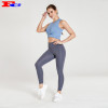 Wholesale Gym Clothes Blue Strapless Sports Bra And Blue-Gray Leggings