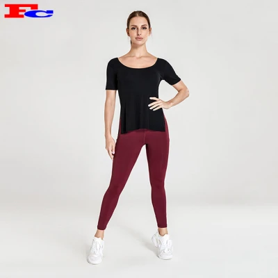 Abbigliamento attivo all'ingrosso-T nero e leggings rossi