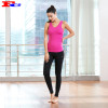 Rose Red Tank Top And Black Leggings Private Label Workout Clothing