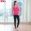 Rose Red Tank Top And Black Leggings Private Label Workout Clothing