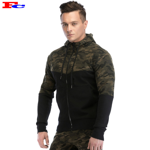 Custom Mens Zip Up Camo Hoodies Spotswear China Factory