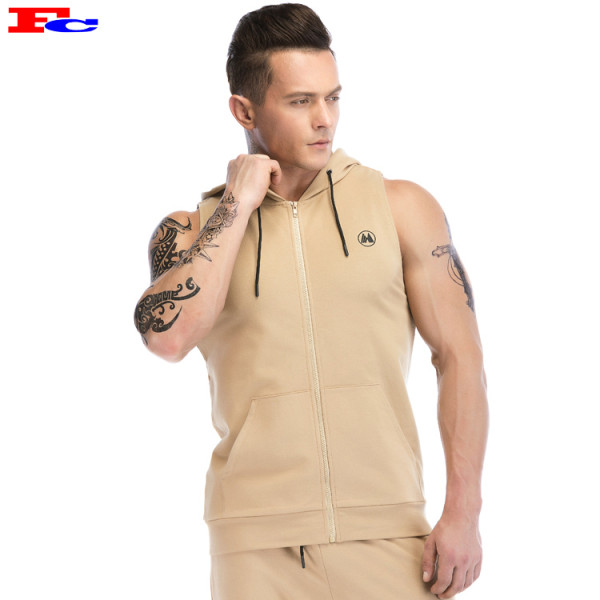 High Quality Zip Up Muscle Sleeveless Mens Best Wholesale Hoodies