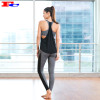 Wholesale Workout Clothing -Black Backless Tank Top And Gray Tights