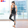 Wholesale Workout Clothing -Black Backless Tank Top And Gray Tights