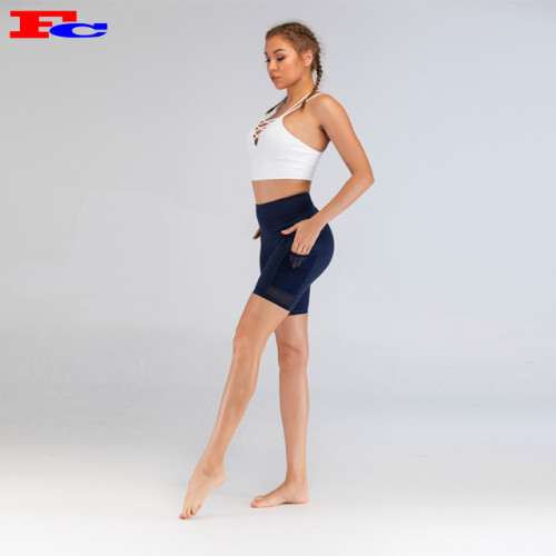 Sexy Hollow White Bra And Royal Blue Leggings Workout Clothing Companies