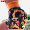 Sunflowers Print Ladies Custom Gym Shorts Manufacturer