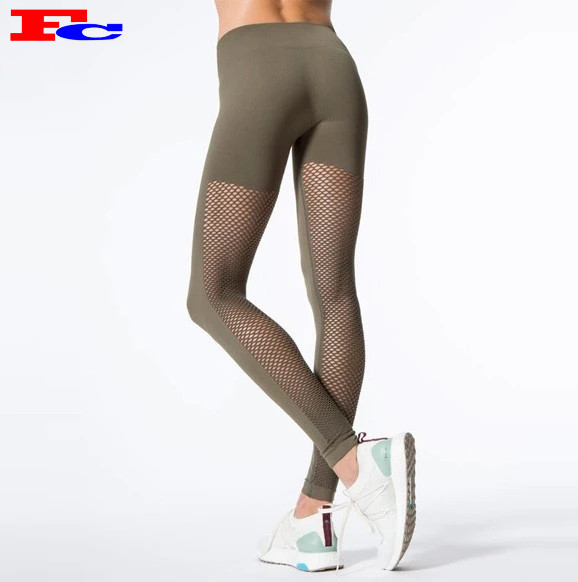 Produttori di legging con pannello in rete da donna