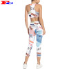 Two-Piece Breathable Printed Compression Fitness Clothing  For Women