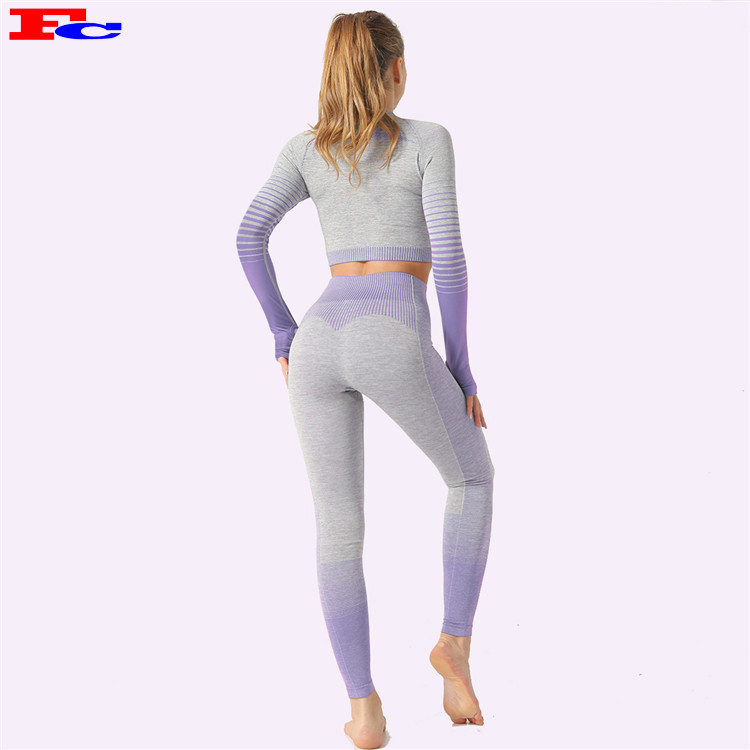 Stylish And Beautiful Gradient Color Seamless Fitness Clothes Wholesale