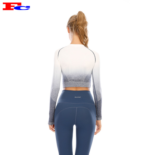 Vente chaude Gradient Fitness Seamless manches longues Acheter des pulls molletonnés en vrac