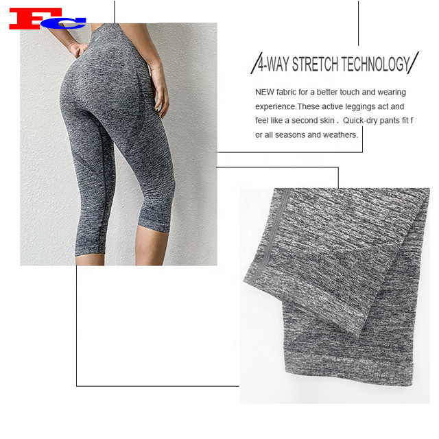 Private Label Fitness Leggings Women 3/4 Length Seamless Capri Yoga Pants Supplier