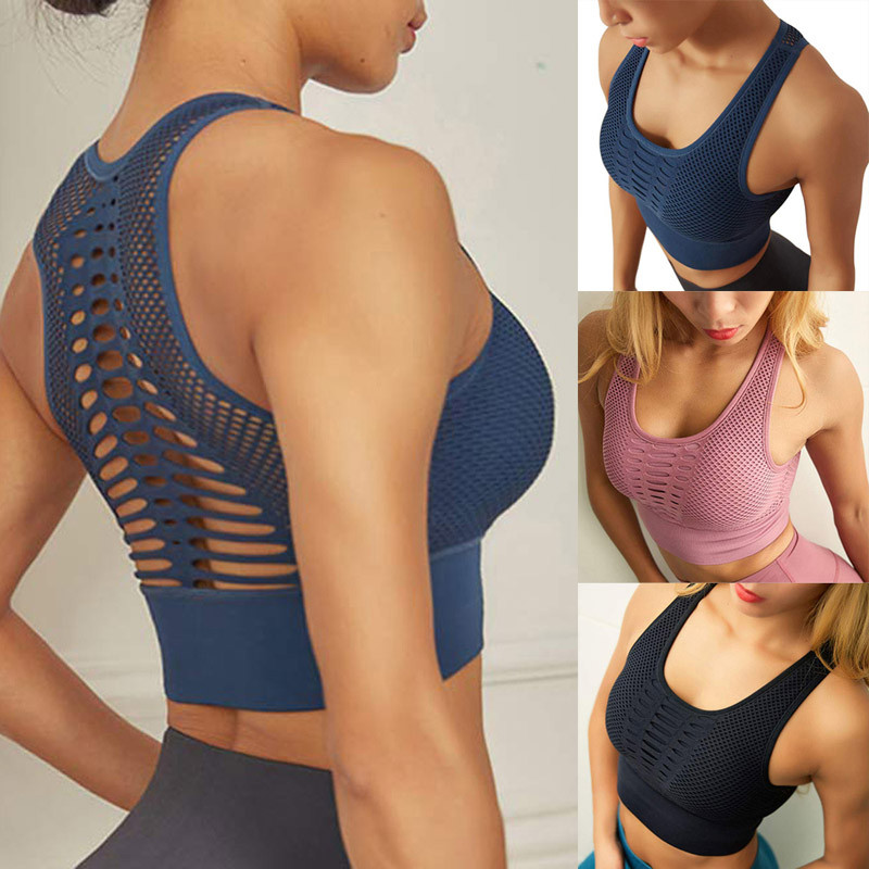 Hot Women Mesh évider Respirant Sexy Sportsbra sans couture