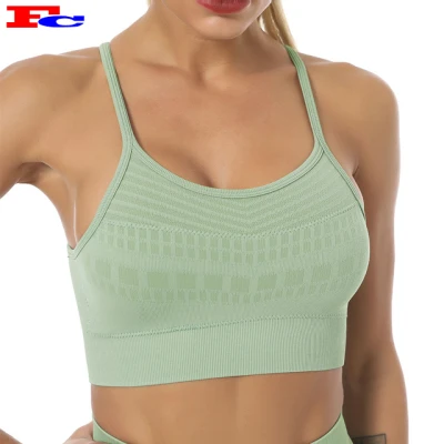 Soutiens-gorge de sport personnalisables femmes haute extensible creux sans couture Y dos à lanières