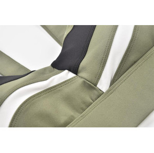 Reggiseno sportivo con fascia elastica personalizzata patchwork in bianco e nero con abbigliamento attivo attivo da donna