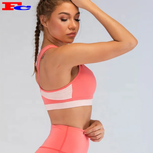 Ensemble de soutien-gorge de sport à logo rose Fengcai New Design avec boucle arrière