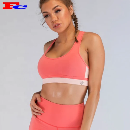 Ensemble de soutien-gorge de sport à logo rose Fengcai New Design avec boucle arrière