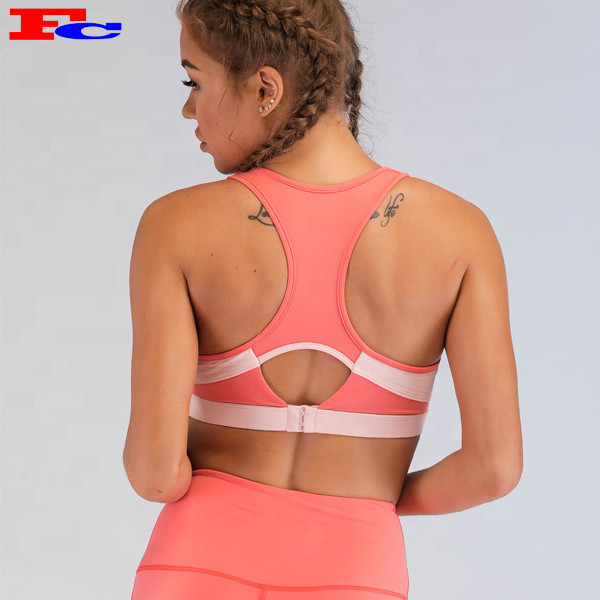 Fengcai New Design Pink Logo Sport-BH-Set mit Rückenschnalle