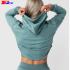 95 Cotton 5 Spandex Gym Women Oversized Slim Fit Long Sleeve Crop Top Hoodie Custom