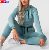 95 Cotton 5 Spandex Gym Women Oversized Slim Fit Long Sleeve Crop Top Hoodie Custom