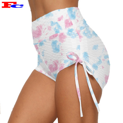 Custom Athletic Shorts Scrunch Butt Shorts High Waist Tie Dye Yoga Shorts