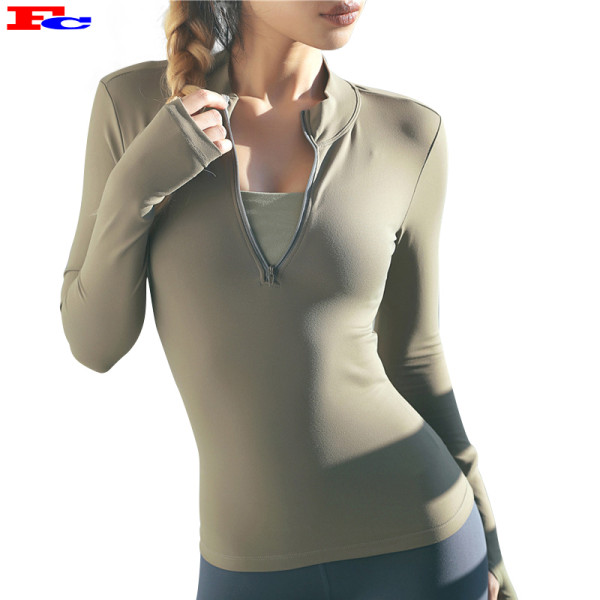 Wholesale Custom Jackets Women Gym Yoga Running Jacket Blank Half Zipped Jacket