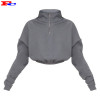 Custom Grey Rib Zip Front High Neck Long Sleeve Crop Top Buy Hoodies In Bulk