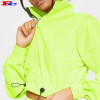 Neon Lime Rib Zip Front Long Sleeve Crop Top Sweater  Cheap Hoodies Wholesale