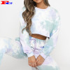 Custom Made Tracksuits Autumn French Terry Women Lounge Wear Tie Dye Crop Top