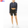 High Quality Custom Logo Good Plain Women Velvet Crop Top Hoodies In Bulk