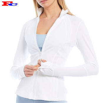 Customized Track Jackets Moisture Wicking Front Zip Stand Collar Thumb Hole Jacket