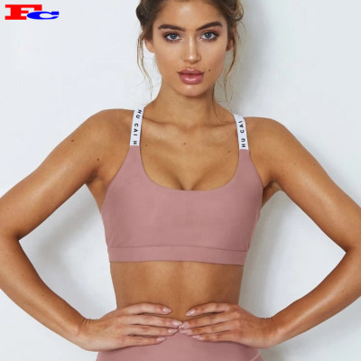 Custom New design Logo On Straps Removable Private Label Women Yoga Sport Bras