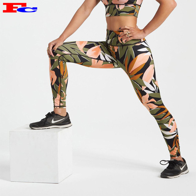 Custom Logo High Waisted Workout Tights For Women Compression Gym