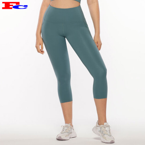 Women Gym Active Mesh Capri Leggings Fitness Tights With Pockets