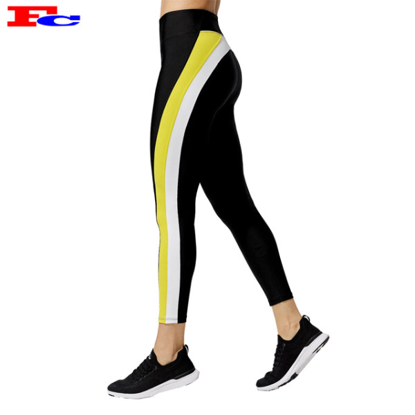 Fashion Custom Logo Color-blocked High Waist Leggings Fitness Tights Exercise