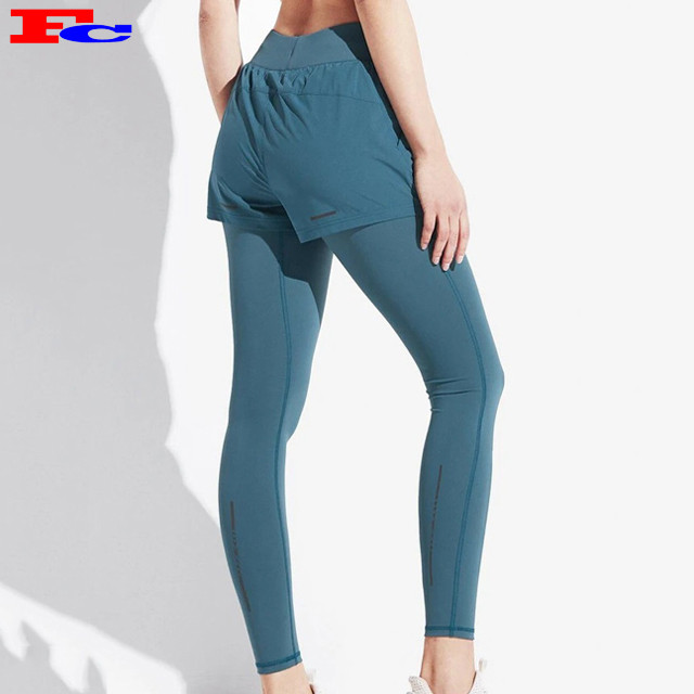 Hot Sale Quick Dry Two Layers Yoga Leggings Gym Tights Women