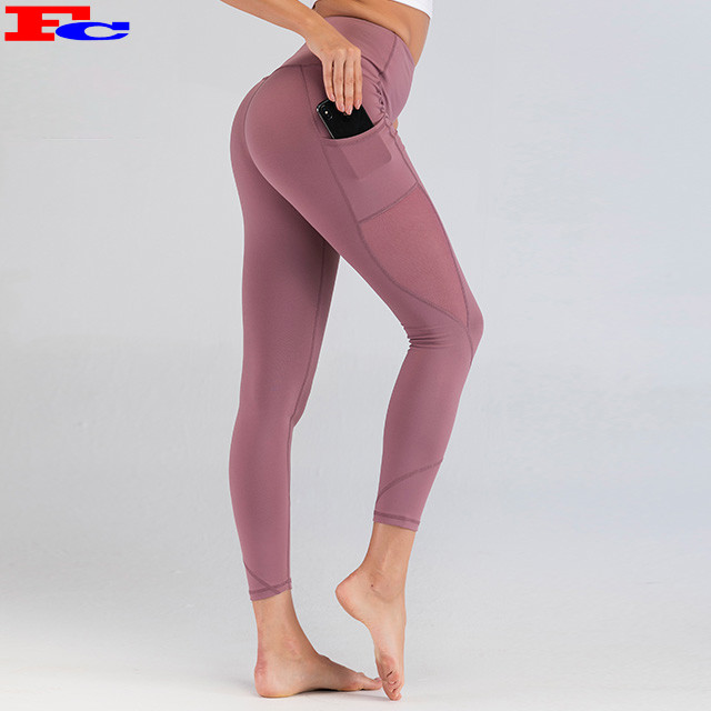 Custom China Supplier Nylon Spandex Side Pocket Leggings Women Wholesale  Gym Wear Manufacturer, Custom Leggings