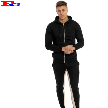 New Design Mens Tracksuits Custom Sports Zipper Black Tracksuits Top