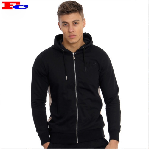 New Design Mens Tracksuits Custom Sports Zipper Black Tracksuits Top