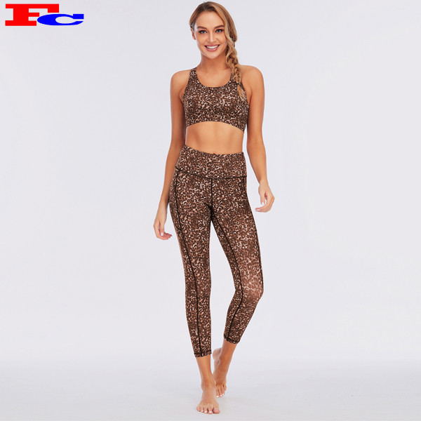 Work Out Apparel Woman Fitness Yoga Set Leopard Sportswear Suppliers