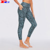 High Quality Leopard Printed Workout Tights Tummy Control Yoga Pants With Pockets