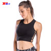 Custom Moisture Wicking Ladies Ribbed Crop Fitness Tank Top With Built In Bra