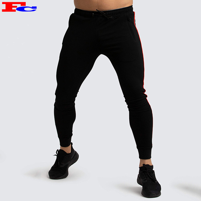 Mens' High Quality Cotton Exercise Gym Black Slim Fit Sweatpant Joggers