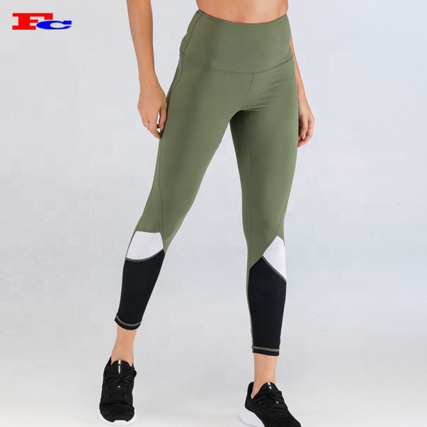 Fengcai Fashion Patchwork Custom Sports Leggings  High Waist Power Flex Yoga Pants For Women