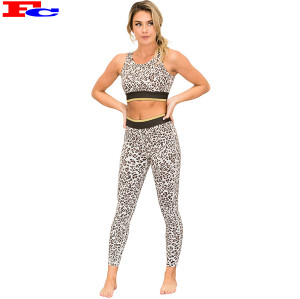 Leopard Printed Fitness Clothes Women  Workout Clothing Sets High Waist Yoga Tights