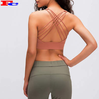 Fashionable Sports Bra Yoga Bra Padded Sexy Strappy Back Fitness Bra Tops For Women