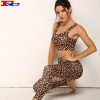 Activewear Clothing Ladies Leopard Sports Bra Yoga Pants Fitness Workout Set