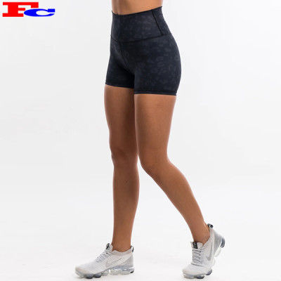 High Waist Custom Leopard Print Shorts Women Stretchy Summer Sports Shorts Manufacturer