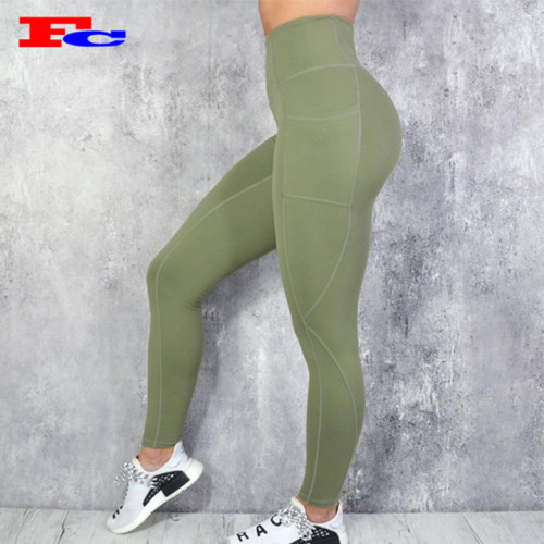 Custom Women High Waist Workout Tights Fitness Leggings Yoga Pants With Pockets Plus Size