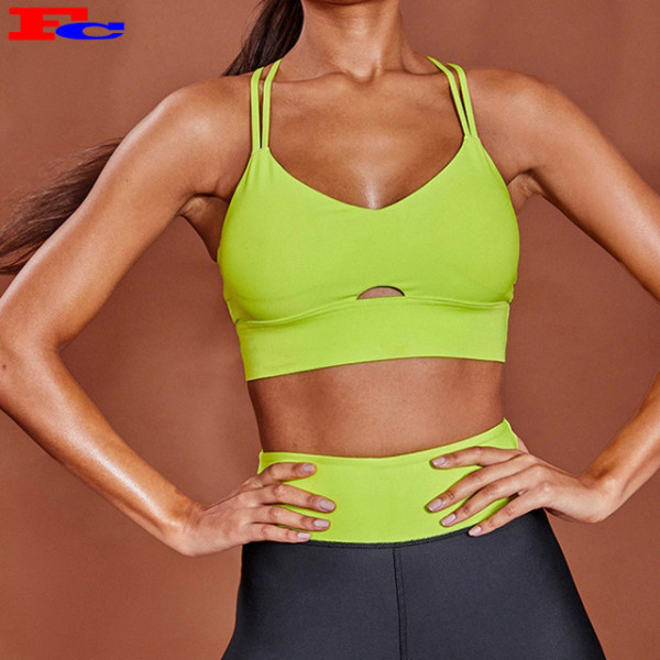 Fluorescent Green Sport Stretchy Gym Bra Top For Women