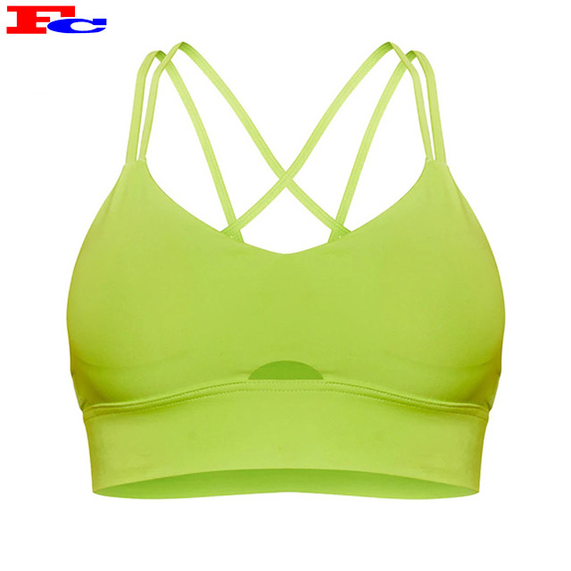 Fluorescent Green Sport Stretchy Gym Bra Top For Women